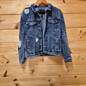 Forever 21 Blue Distressed Denim Jacket